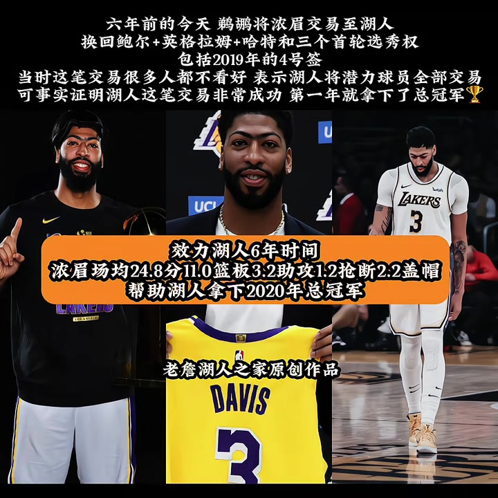 回首已是六年前六年前的今天 鵜鶘將濃眉交易至湖人