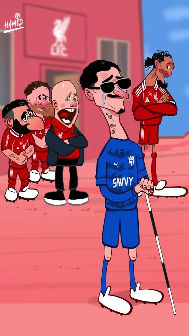 太搞了外網(wǎng)動畫惡搞利物浦球員歡慶努涅斯去新月