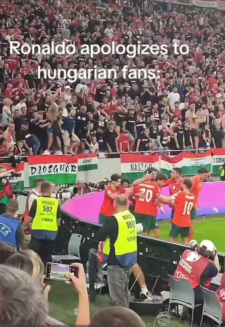 坎塞洛挑釁匈牙利球迷C羅看到后阻止并向球迷道歉